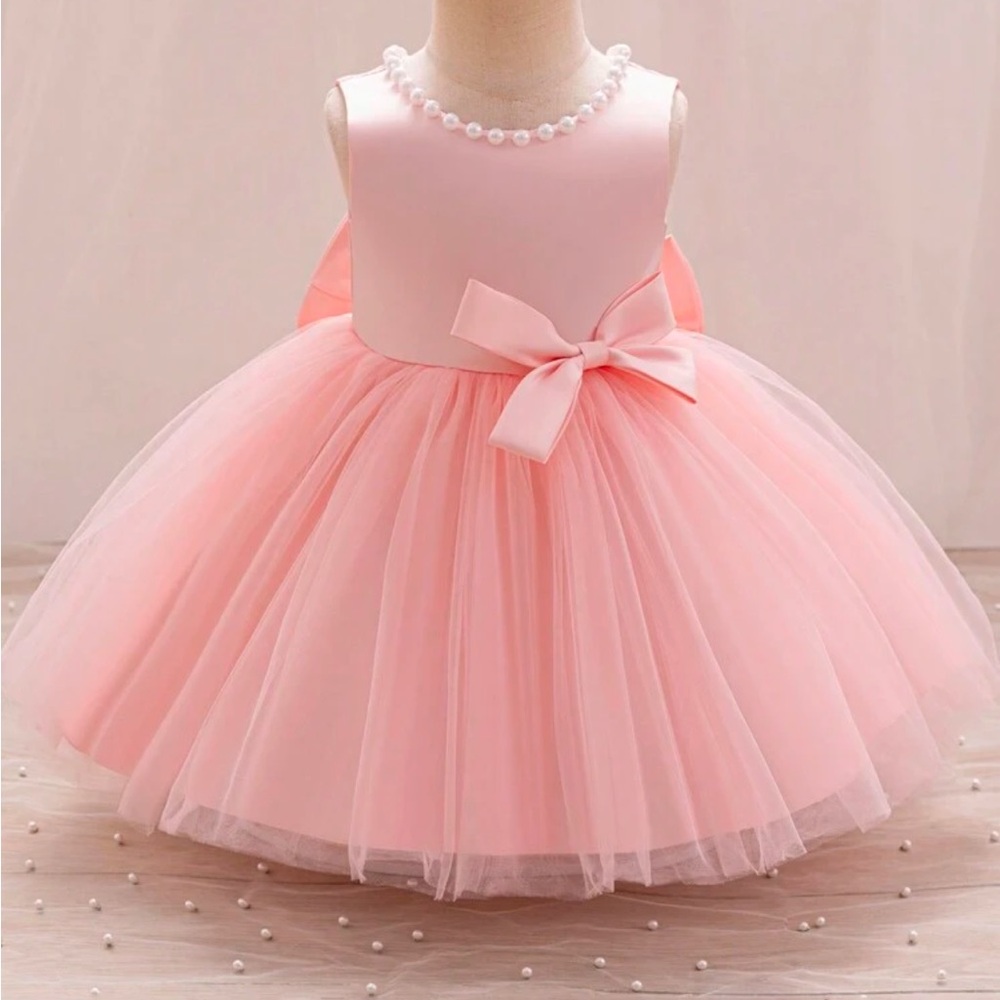 Pink Tulle Dress with Bow